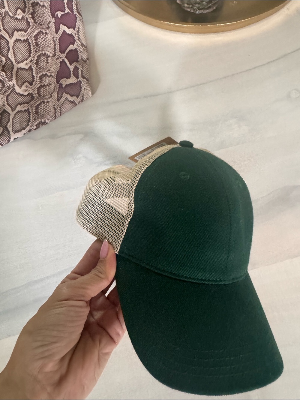 Brandy Melville Green Front baseball Hat with Tan Mesh